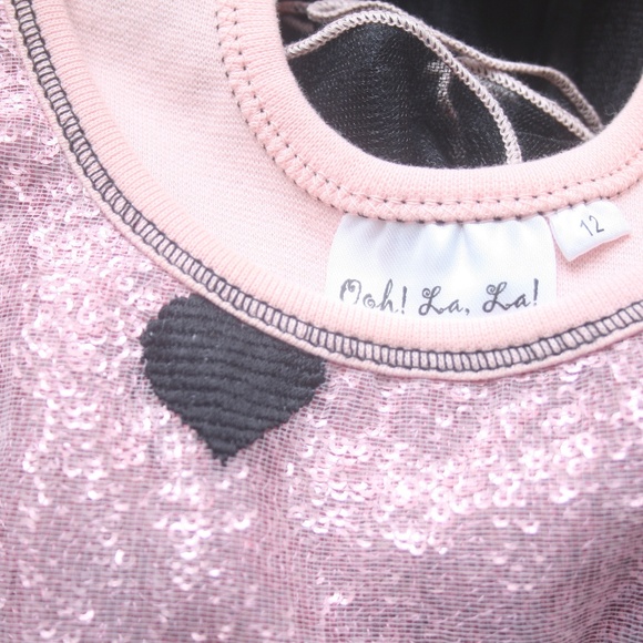 Girls Boutique Ohh! La, La! couture Pink Sequins Black Tulle Dress Pageant 12 - Picture 2 of 3